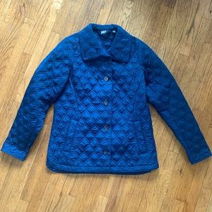 EUC Gorgeous Land’s End navy blue quilted coat, size small tall